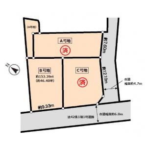南海本線貝塚駅徒歩3分に建築条件無しの売り土地あります。貝塚市近木3区画分譲地、残るは1区画で土地（敷地）面積が153.39㎡（46.39坪）あります。